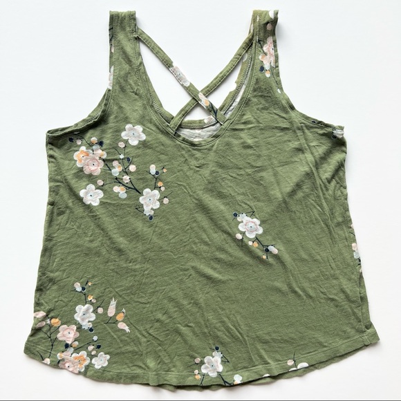Loft Outlet Green and Multicolor Floral Tank Top, Extra Small Petite - Picture 4 of 7